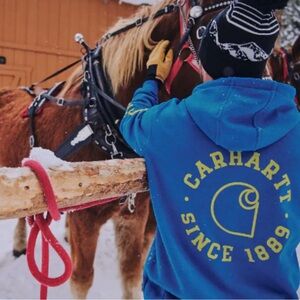 Carhartt Rain Defender Loose fit 1889 Graphic Hoodie with Kangaroo Font Pocket